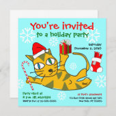 Vakantie Party Uitnodiging Rolling Cat (Voorkant / Achterkant)
