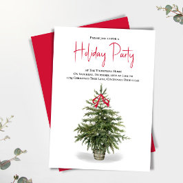 Vakantie Party Waterverf Kerstboom Party Kaart