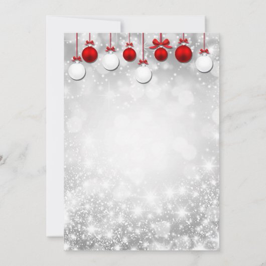 Vakantie Party Winter Rood Wit Sparkle Ornamenten Kaart (Achterkant)