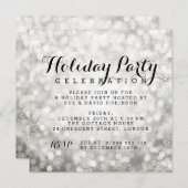 Vakantie Party Zilveren Sparkling Snowflake Lights Kaart (Voorkant / Achterkant)