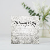 Vakantie Party Zilveren Sparkling Snowflake Lights Kaart (Staand voorkant)