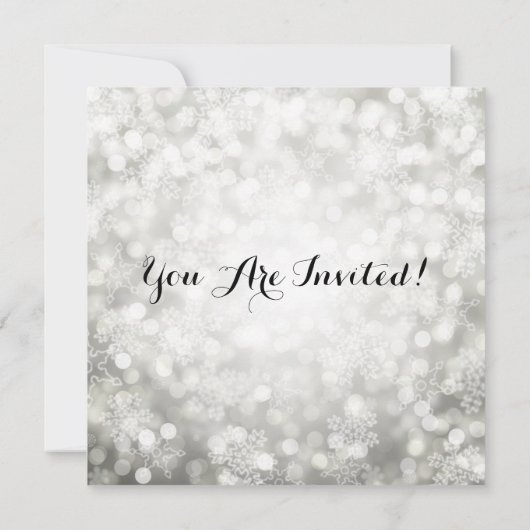 Vakantie Party Zilveren Sparkling Snowflake Lights Kaart (Achterkant)