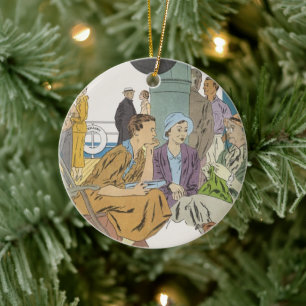 vakantie, passagiersschip op dek keramisch ornament