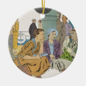 vakantie, passagiersschip op dek keramisch ornament (Voorkant)