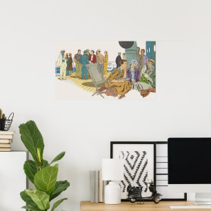 vakantie, passagiersschip op dek poster