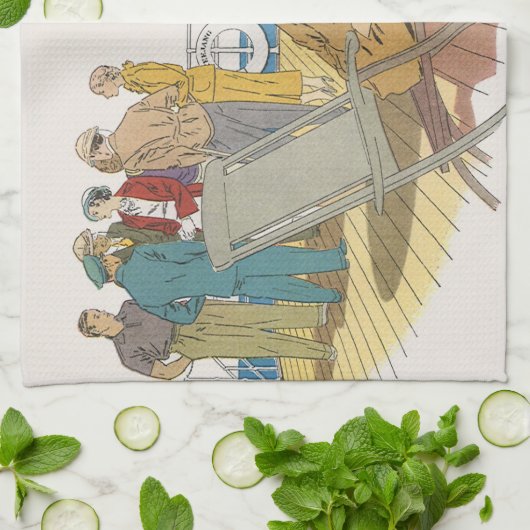  vakantie, passagiersschip op dek theedoek (Gevouwen)