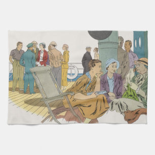 vakantie, passagiersschip op dek theedoek