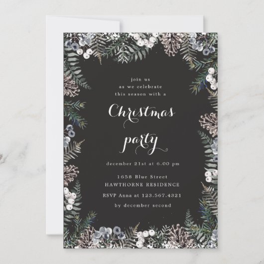 Vakantie Pastel Greenery Kerstfeest Uitnodiging (Voorkant)