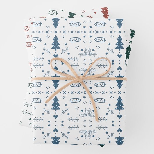 Vakantie Patroon 2 Inpakvellen - set van 3 Inpakpapier Vel