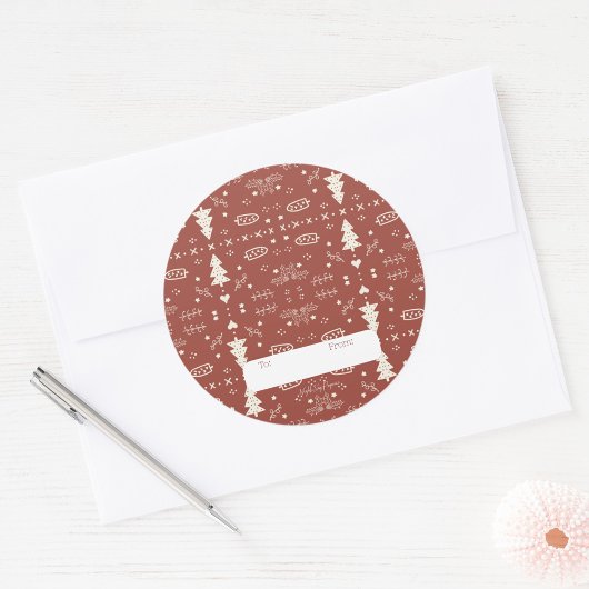 Vakantie Patroon Sticker - Rood - Set van 6