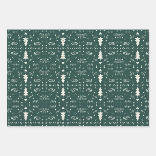 Vakantie Patroon Wrapping Sheets - Set van 3 Inpakpapier Vel (Voorkant 2)