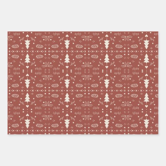 Vakantie Patroon Wrapping Sheets - Set van 3 Inpakpapier Vel (Voorkant)