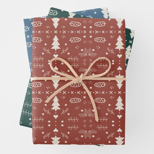 Vakantie Patroon Wrapping Sheets - Set van 3 Inpakpapier Vel