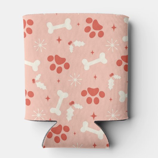 Vakantie Paws & Botten Kerstpatroon Blikjeskoeler (Achterkant)