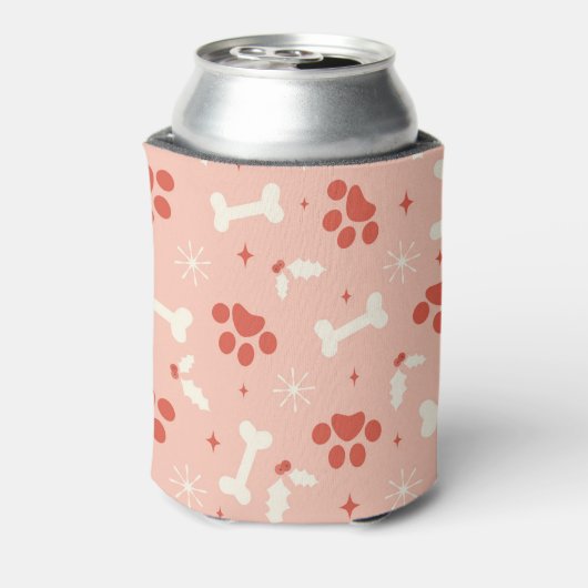 Vakantie Paws & Botten Kerstpatroon Blikjeskoeler (Blikje Achterkant)