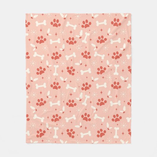 Vakantie Paws & Botten Kerstpatroon Fleece Deken (Voorkant)