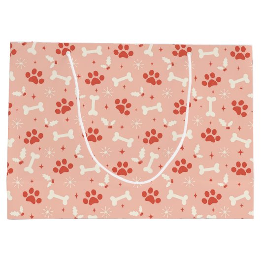 Vakantie Paws & Botten Kerstpatroon Groot Cadeauzakje (Achterkant)