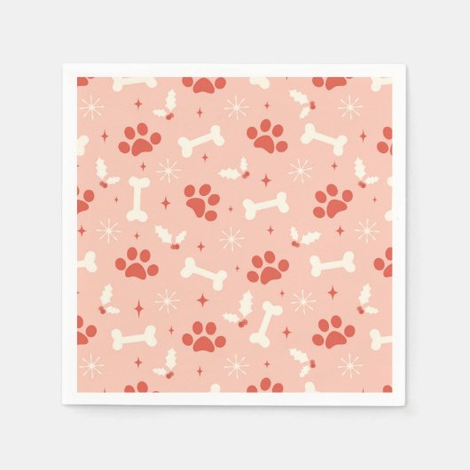 Vakantie Paws & Botten Kerstpatroon Servet (Voorkant)