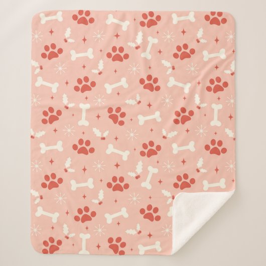Vakantie Paws & Botten Kerstpatroon Sherpa Deken (Voorkant)