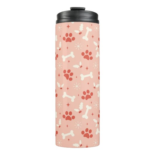 Vakantie Paws & Botten Kerstpatroon Thermosbeker (Voorkant)
