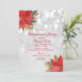 Vakantie Pensioen Partij Poinsettia Uitnodiging (Staand voorkant)