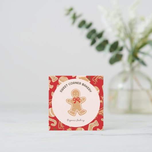 Vakantie peperkoek Bakkerij QR Code Vierkante Visitekaartje (Staand voorkant)