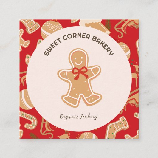Vakantie peperkoek Bakkerij QR Code Vierkante Visitekaartje (Voorkant)