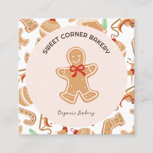 Vakantie peperkoek Bakkerij QR Code Vierkante Visitekaartje (Voorkant)