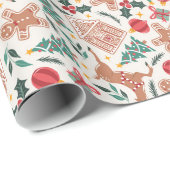 Vakantie peperkoek, rendier en kerstboom cadeaupapier (Rol Hoek)