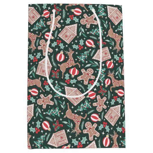 Vakantie peperkoek, rendier en kerstboom medium cadeauzakje (Voorkant)
