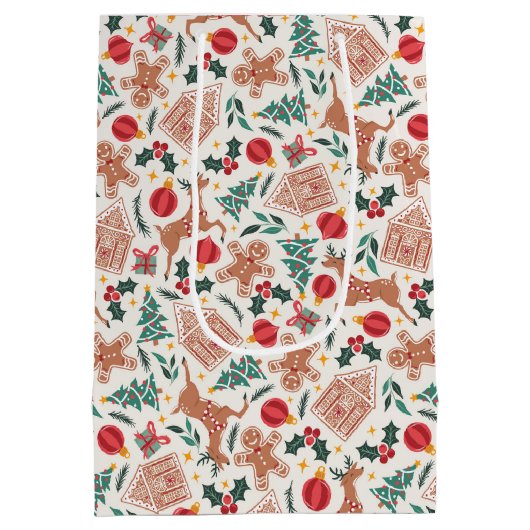 Vakantie peperkoek, rendier en kerstboom medium cadeauzakje (Achterkant)