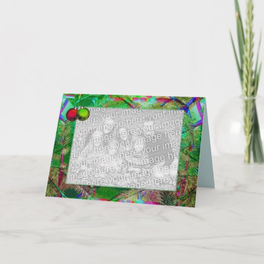 Vakantie Pine Decor (foto lijst) Feestdagen Kaart (Voorkant)