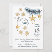 Vakantie Pine Gouden Sneeuwvlokken en Sterren Part Kaart (Voorkant)