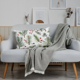 Vakantie Pine & Red Berries Woodland Feestelijk Ku Accent Kussen