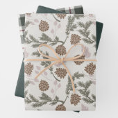Vakantie Pinecone Evergreen Smaragd Plaid Kerstmis Inpakpapier Vel (In situ)