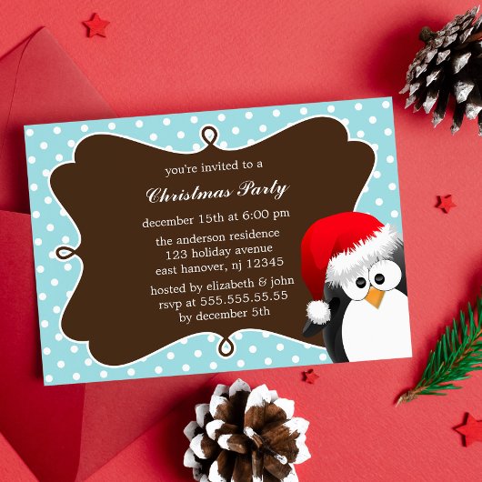 Vakantie Pinguïn Kerstfeest Uitnodigingen