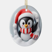 Vakantie Pinguïn Zwaaien en Uitbarsten Keramisch Ornament (Rechts)