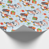 Vakantie Pinguïns Cadeaupapier (Hoek)
