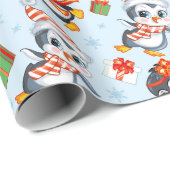 Vakantie Pinguïns Cadeaupapier (Rol Hoek)
