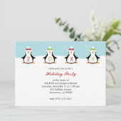 Vakantie pinguïns uitnodigingen (Staand voorkant)