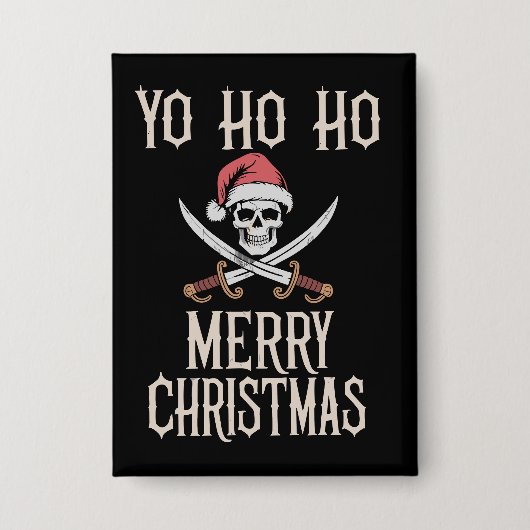 Vakantie Piraat Yo Ho Ho Kerstman Bootvaren Button (Voorkant)
