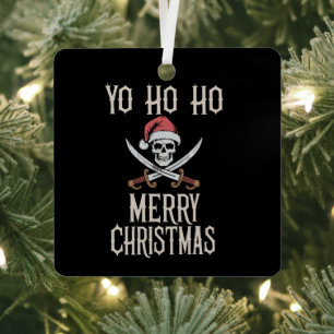 Vakantie Piraat Yo Ho Ho Kerstman Bootvaren Metalen Ornament