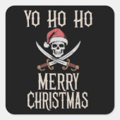 Vakantie Pirate Yo Ho Kerst Santa Boating Vierkante Sticker (Voorkant)