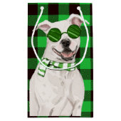 Vakantie Pit Bull en Green Plaid Kerstmis Klein Cadeauzakje (Achterkant)