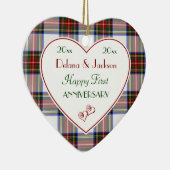 Vakantie Plaid 1e Jubileum kerstversiering Keramisch Ornament (Rechts)