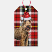 Vakantie Plaid Airedale Terrier Hond Kerstmis Cadeaulabel (Voorkant)