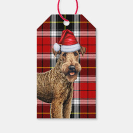 Vakantie Plaid Airedale Terrier Hond Kerstmis Cadeaulabel