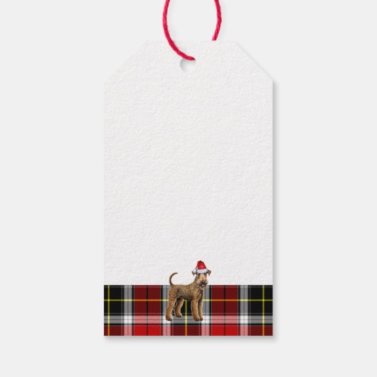 Vakantie Plaid Airedale Terrier Hond Kerstmis Cadeaulabel (Achterkant)