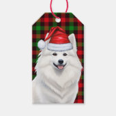 Vakantie Plaid Amerikaanse Eskimo Dog Kerstmis Cadeaulabel (Voorkant)