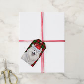 Vakantie Plaid Amerikaanse Eskimo Dog Kerstmis Cadeaulabel (Met Touw)
